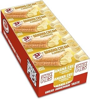 JJ's Bakery Banana Cream Pie Snack Pies - Fresh-Baked, Nut-Free, Kosher Parve, Individually Wrapped 4oz (Pack of 12)