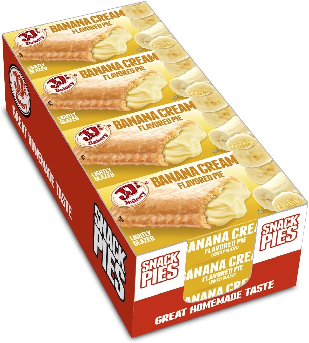 Banana Cream Pie Snack Pies, Individual Dessert, Fresh-Baked, Nut-Free, Kosher Parve, 4 Oz Each (Pack of 12)