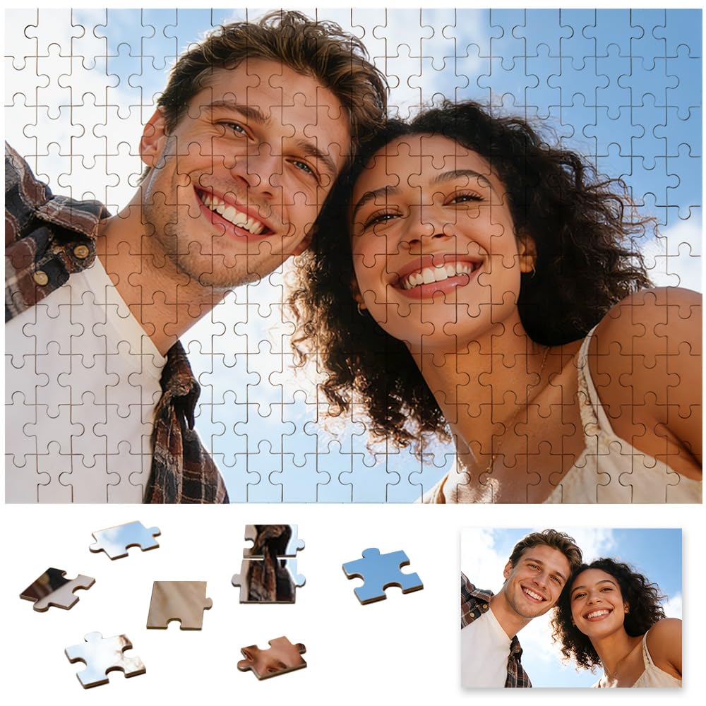 Personalised Jigsaw Puzzles for Adults 1000/500/300/200/70/35 Pieces,Wooden Custom Puzzle Frameless,Unique Personalised Gifts for Family,Friend,Pet,Birthday,Christmas,Wedding,Valentine’s Day