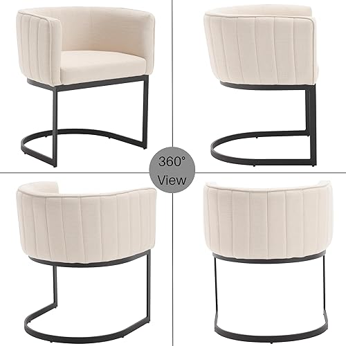 Miniatura 41 de Juego de 2 sillas de comedor modernas de terciopelo contemporáneas para cocina y comedor con brazos, sillas tapizadas de barril con marco de metal