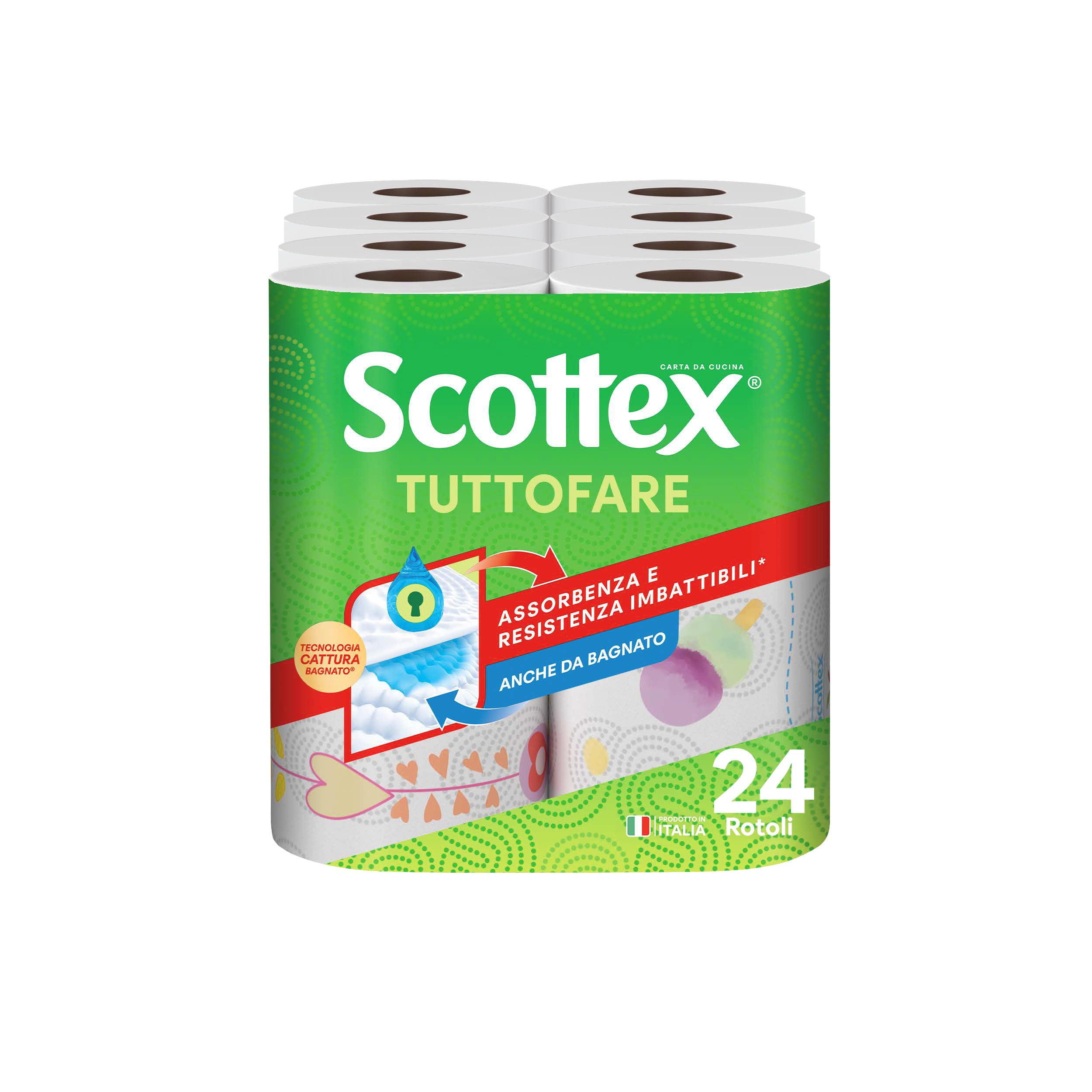Scottex Tutto Fare, Carta Da Cucina, Morbida e Resistente, Ultra assorbente, Con Carta certificata FSC, 24 Maxi Rotoli