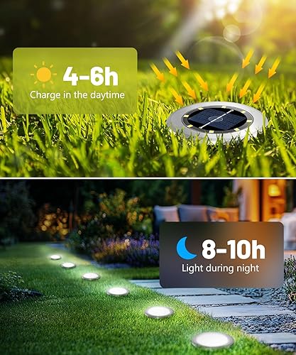 Miniatura 5 de Paquete de 12 mini luces solares de tierra, luces solares impermeables para exteriores, luces solares de jardín, iluminación de paisaje al aire