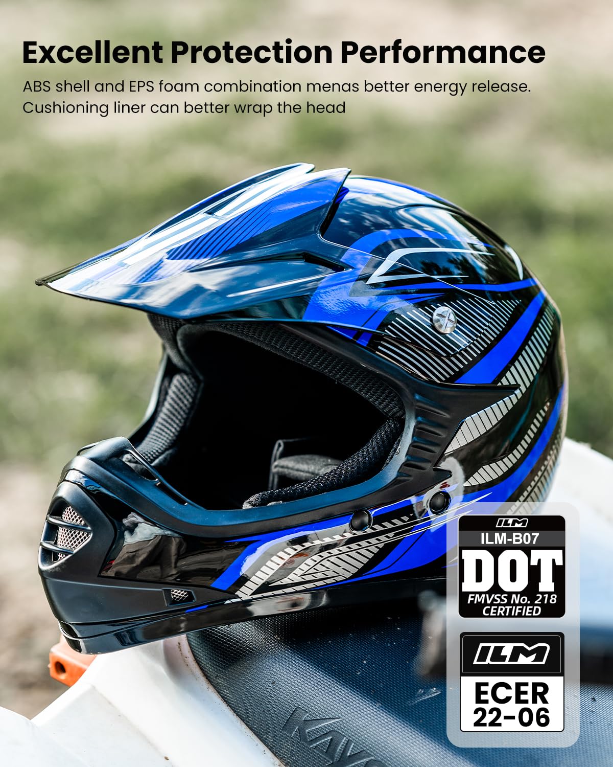 ILM Casco Moto Niño Motocross Dirt Bike para Jóven Unisex Homologado ECE22.06 Full Face Off Road ATV Enduro MTB Todoterreno con Gafas Guantes Modelo B07