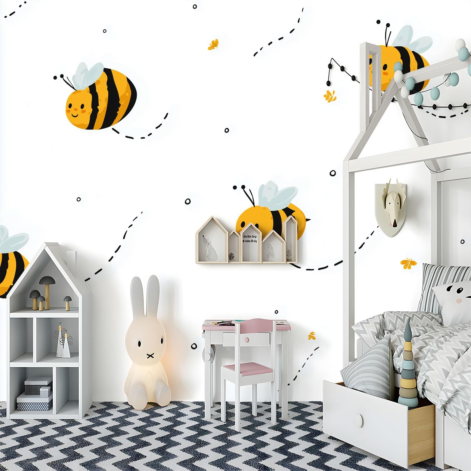 Tapeta z włókniny 250 x 175 cm (szer. x wys.) , kremowy fototapety - minimalizm słodkie zwierzęta pszczoły dekoracje ścienne z dekoracyjnymi malowidłami ściennymi