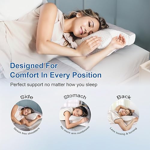 Miniatura 4 de Almohada cervical para dormir de lado y de espalda, almohadas cervicales de espuma viscoelástica para aliviar el dolor de cuello, almohada
