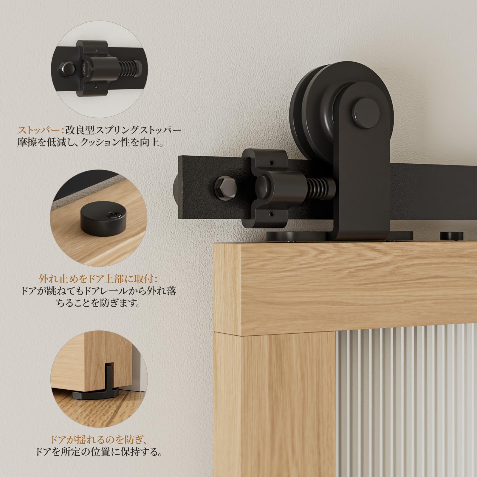 Amazon.co.jp: CCJH 6FT/1.83m レトロスチール引き戸 レール吊り引き戸