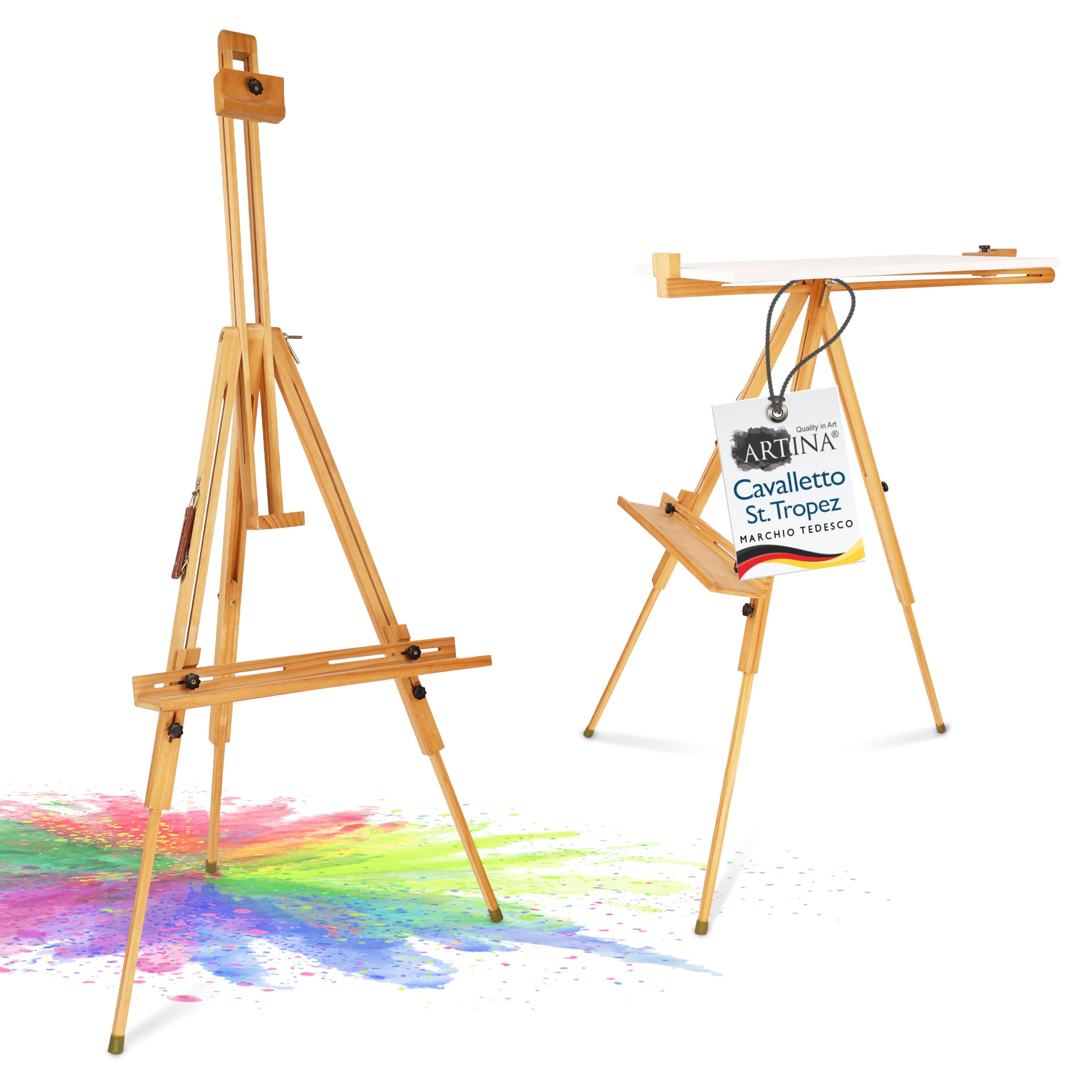 Artina cavalletto leggero in legno di faggio - cavalletto portatile regolabile nell'inclinazione - piedini in gomma antiscivolo campo cavalletto a telaio fino a 80 cm - cavalletto per pittura