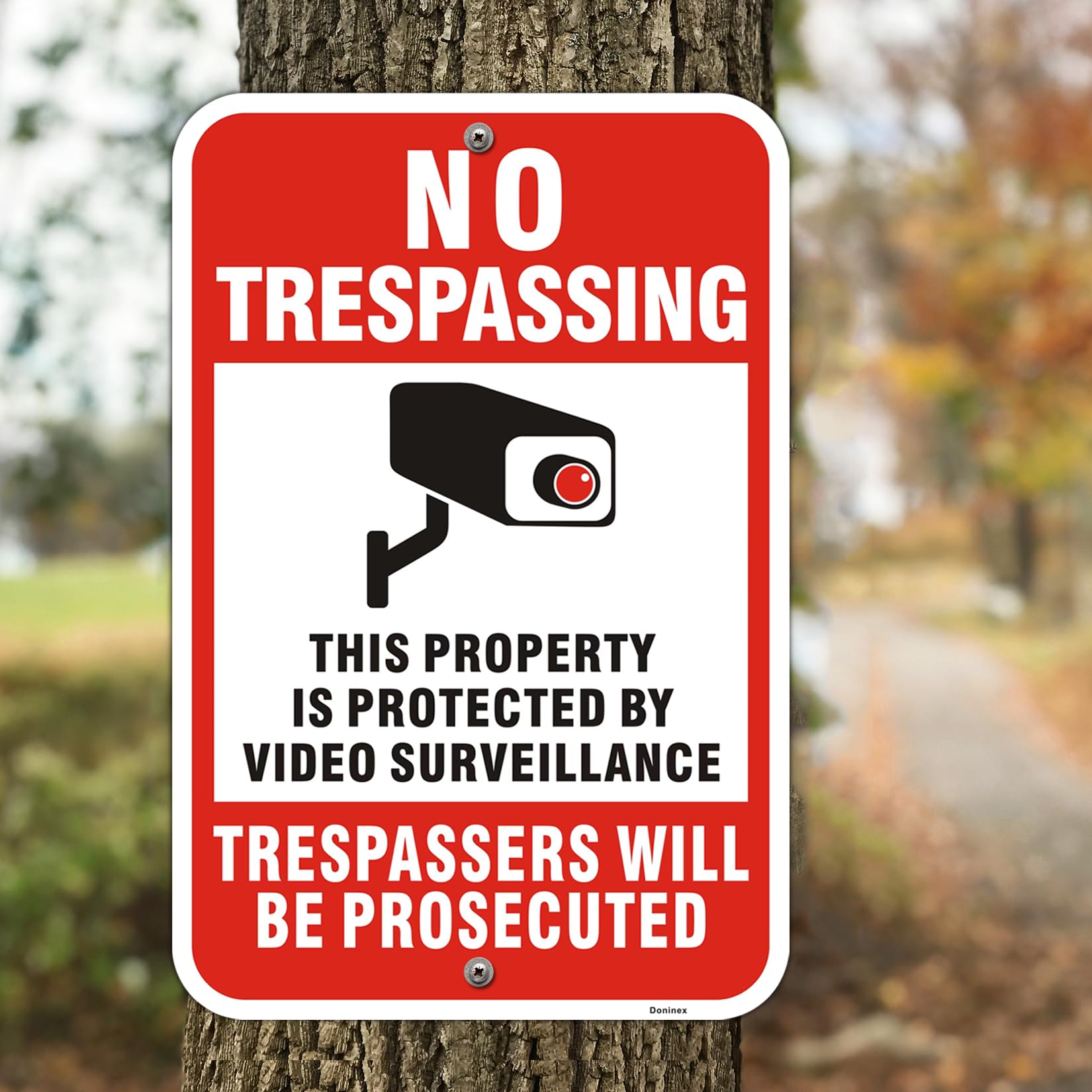 Letrero grande de vigilancia de video sin traspasar, aluminio, reflectante, metal, resistente a la intemperie, 30,5 x 45,7 cm, 2 unidades
