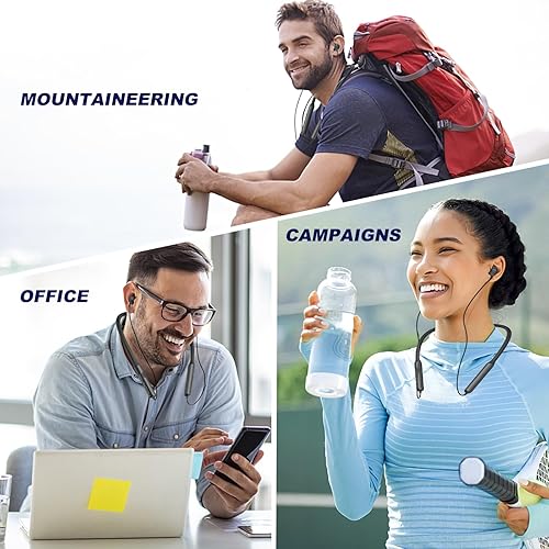 Miniatura 6 de ZXQ Auriculares Bluetooth con banda para el cuello, inalámbricos alrededor del cuello, con magnético, 15 horas de reproducción, graves profundos,