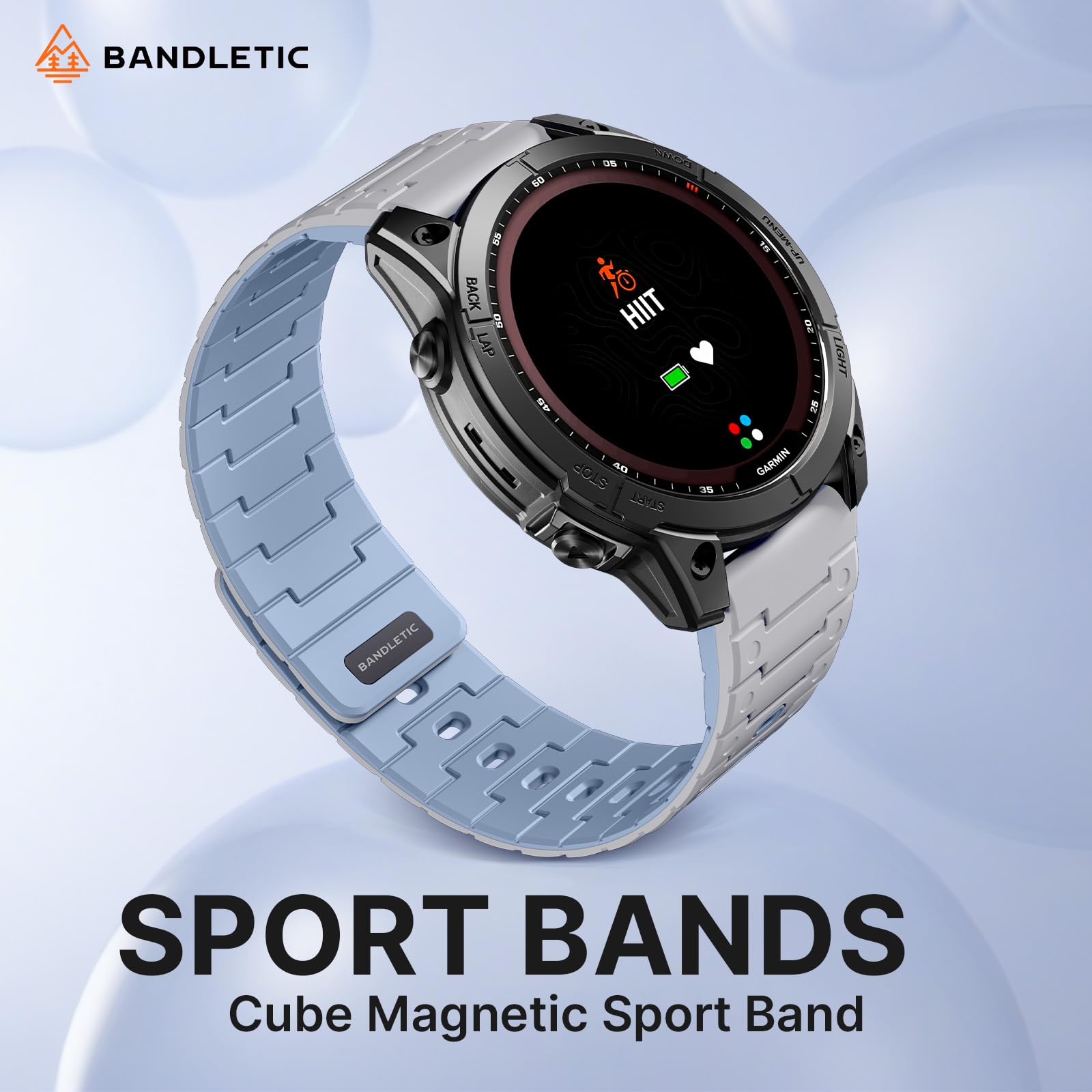 Bandletic Bracelet magnétique de sport compatible avec Garmin Watch Quick