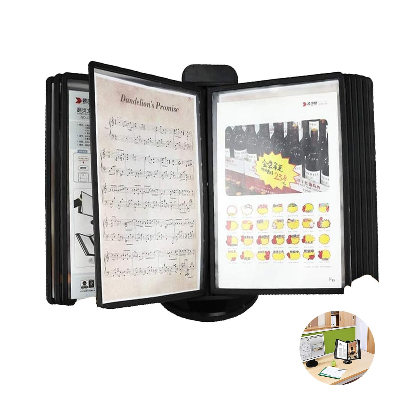 OLSKFUH Desk Reference Organizer - File Organizer For Desk, 10 Display Pockets, A4 Letter-Size, Desktop Flip Display Folder, For Offices/Restaurants/Workshops Display And Storag,