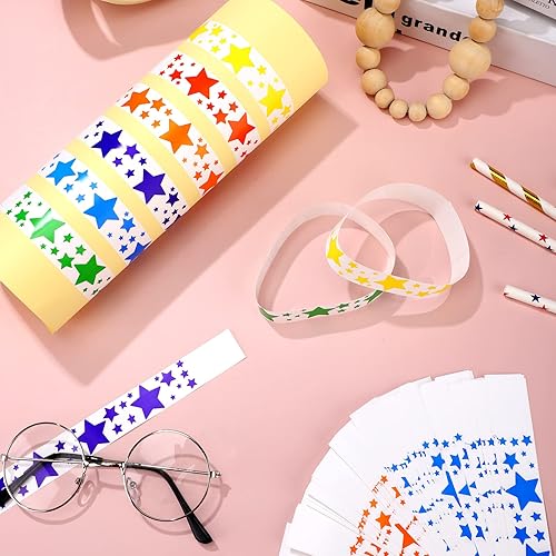 Miniatura 7 de BBTO 600 pulseras para eventos de estrellas, pulseras de papel de colores para eventos, impermeables, de neón, fiestas, eventos, bandas de mano,