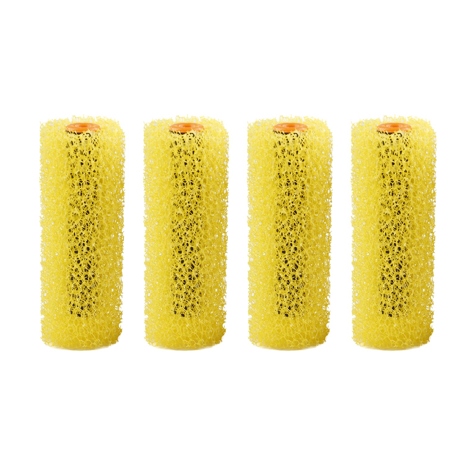 Bojueshaw Yellow 4Pcs Mini Resilient Sponge Paint Roller Cover,Texture Sponge Brush For Household Wall Painting And Diy Projects(4 Inch)
