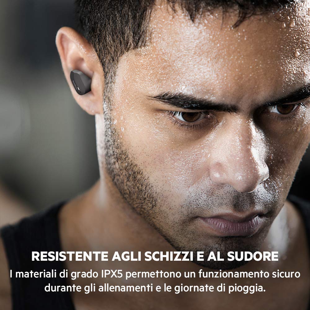 Belkin SoundForm Auricolari true Wireless (Cuffie Bluetooth per iPhone, Samsung, Google, controlli touch, Custodia di Ricarica Portatile, riproduzione 24 ore, isolamento rumori, anti-sudore) Nero