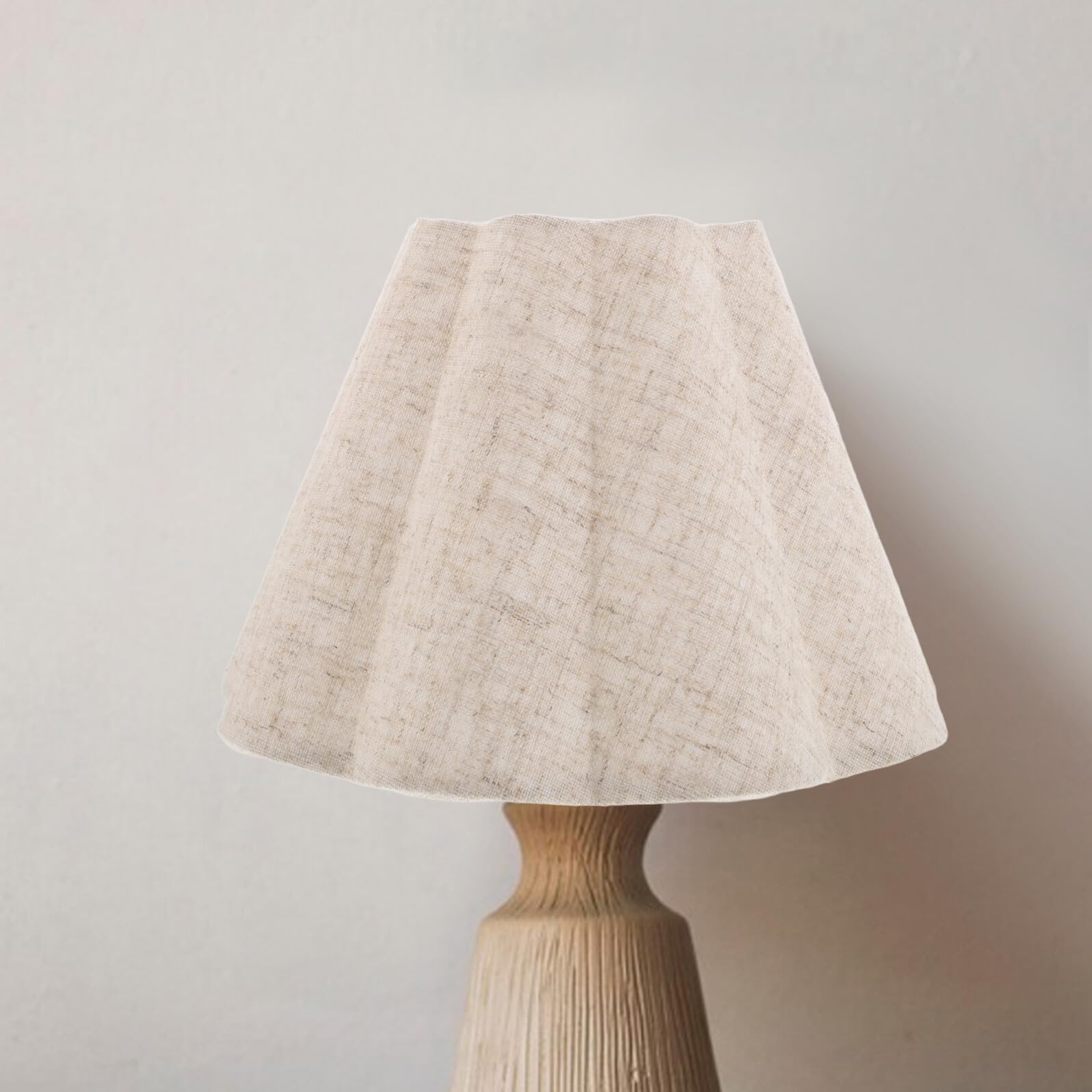 Pantalla de Lámpara Tejida Vintage Beige con Volantes, Estilo Rústico