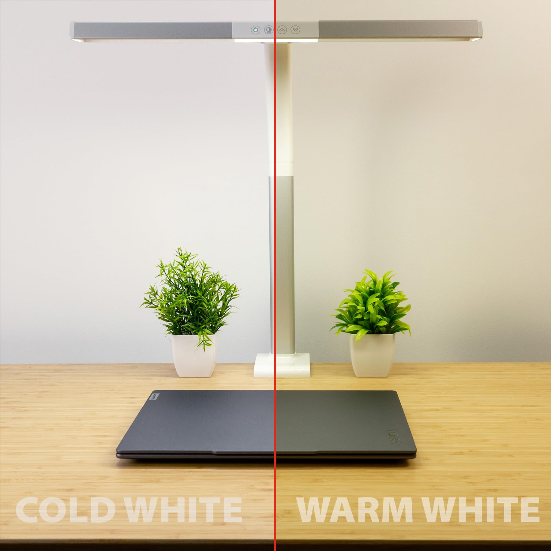 FeinTech Lampe de Bureau Pince LED 50 cm Blanc-argent LTL00310E