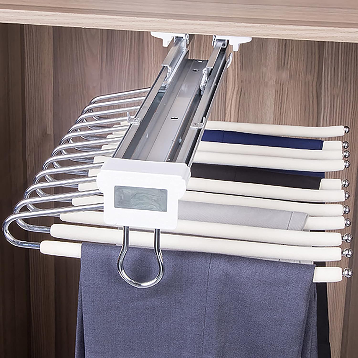 Extendable Pants Holder,Closet Pants Hanger Bar Rail Top Mount,Clothes Organizers for Closet for Space Saving and Storage,46x35cm/18.1x13.7inch