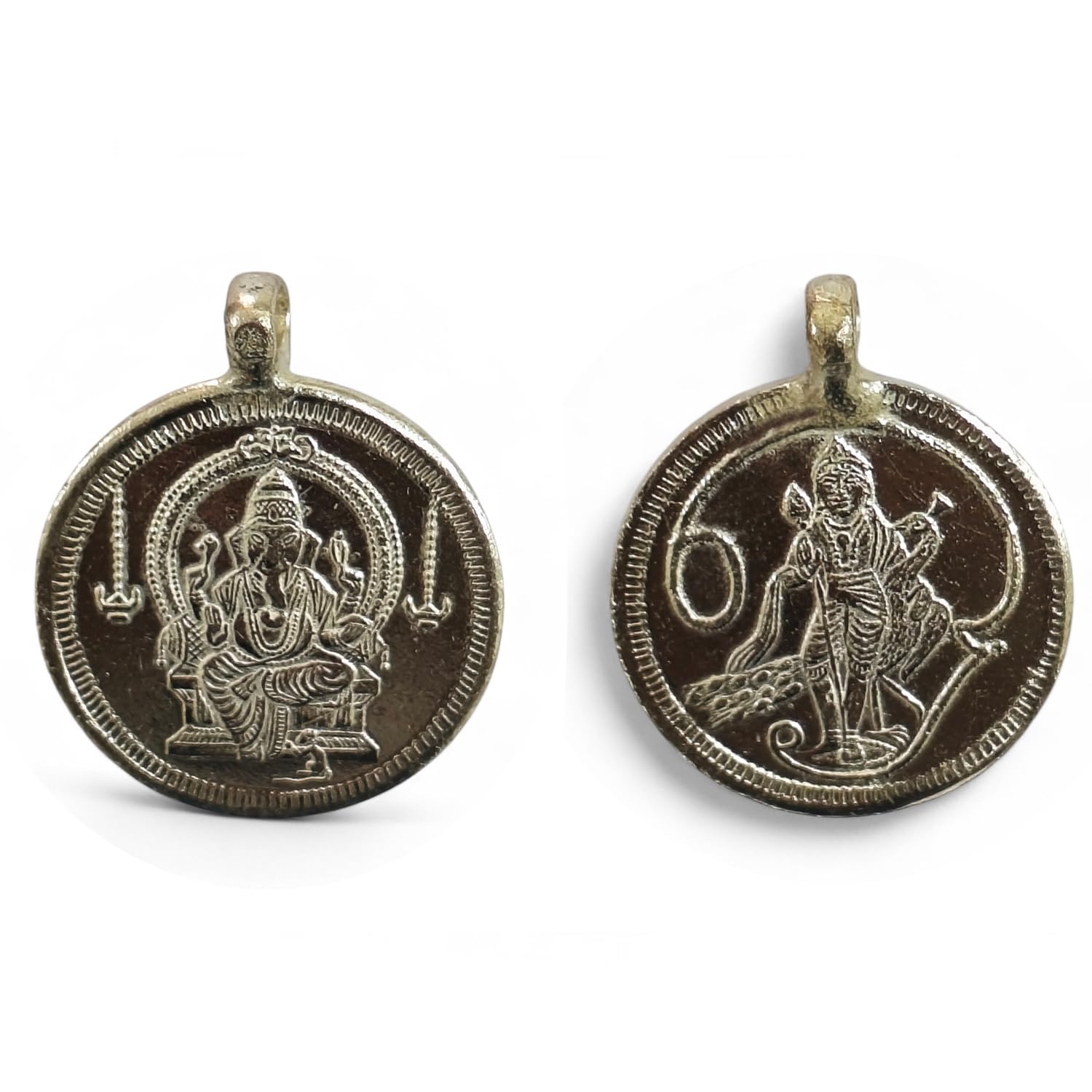 Ganesha and Kartikeya Copper Pendant-image-36