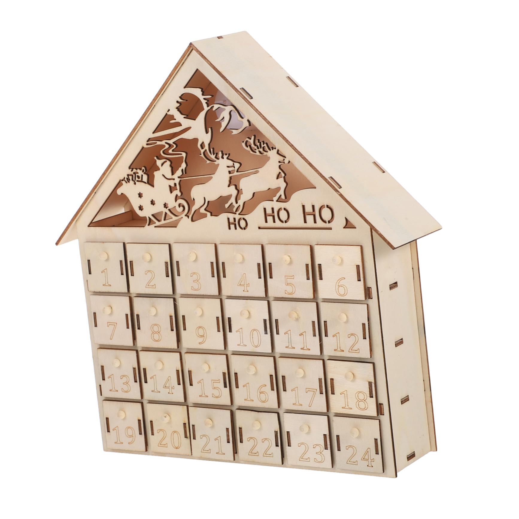 Calendrier de 24 Tiroirs en bois LED pour décorer sans effort