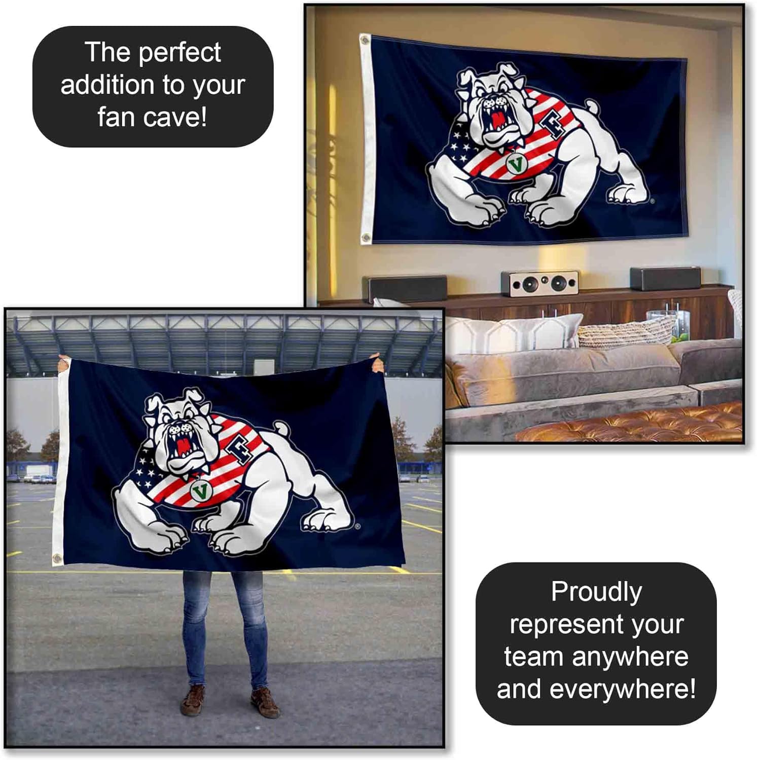 Fresno State Bulldogs Patriotic Large Outdoor Banner Flag