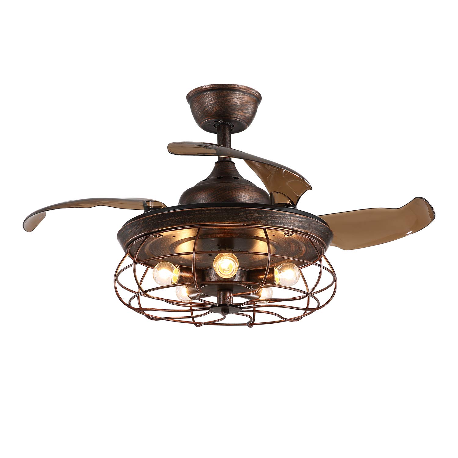 Buy SILJOY Reversible Industrial Ceiling Fan with Lights and Remote Control Retractable Blades