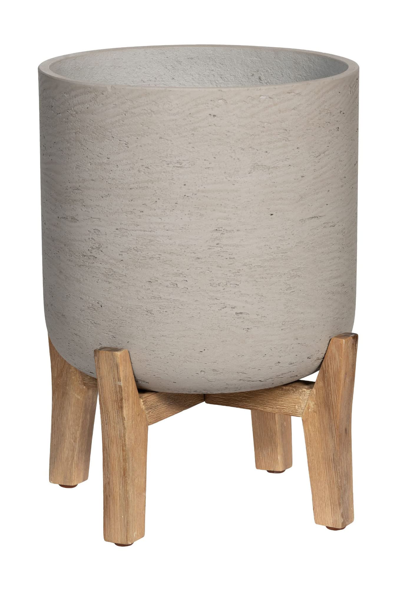 Charlie Feet Low | Handgefertigtes Pflanzgefäß auf Holzfüßen (M Ø:21 H:25,5 cm, Grau) | Pottery Pots