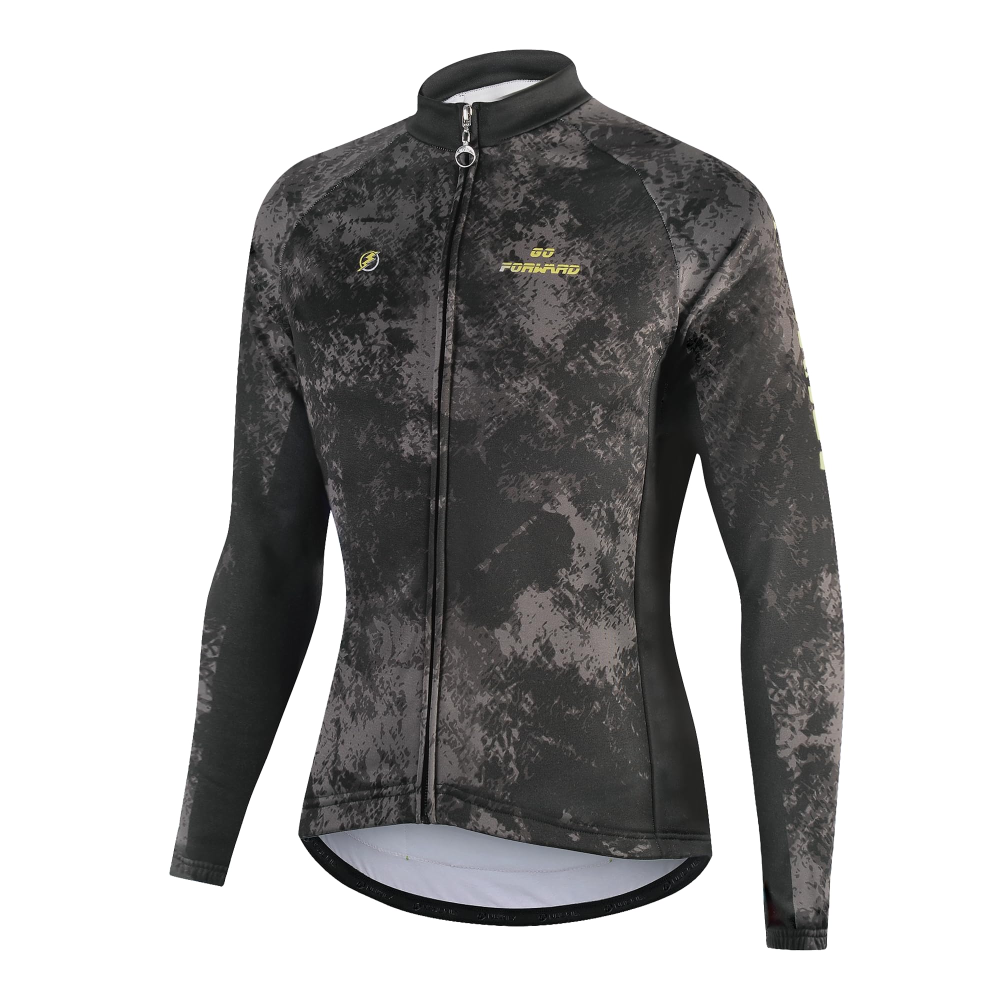 NUCKILY Thermo-Radtrikot für Herren, langärmelig, mit Fleece gefüttert, Fahrradjacke mit Taschen für den Winter und kaltes Wetter, Fahrradbekleidung, MI0041, Schwarz, XS