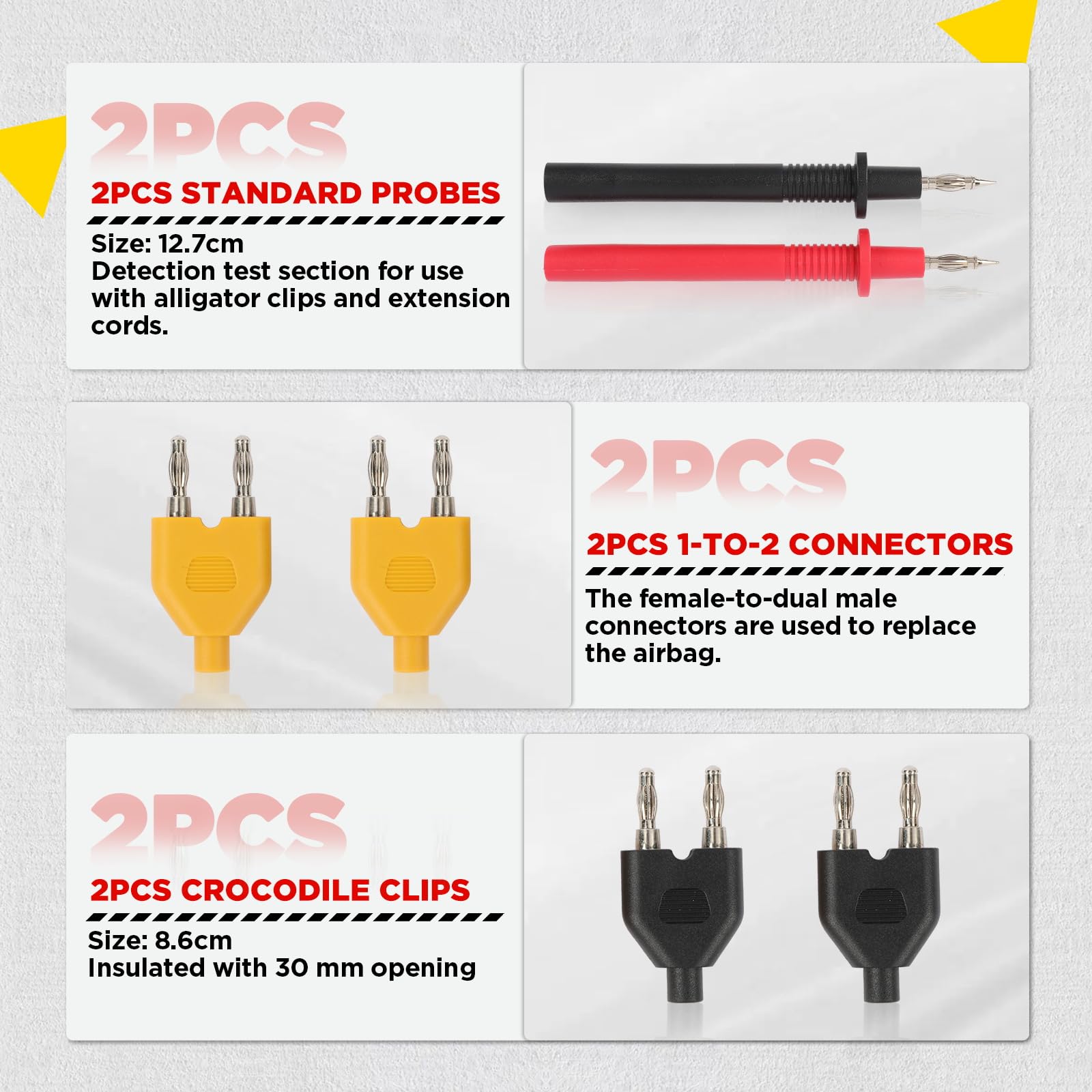 48Teil Multimeter Messspitzen Kit mit 4mm Bananenstecker Kabel Messleitungen Prüfkabel Krokodilklemmen, Prüfkabel – Geeignet für KFZ-Test, Elektriker Werkzeug & Digital-Multimeter Diagnose