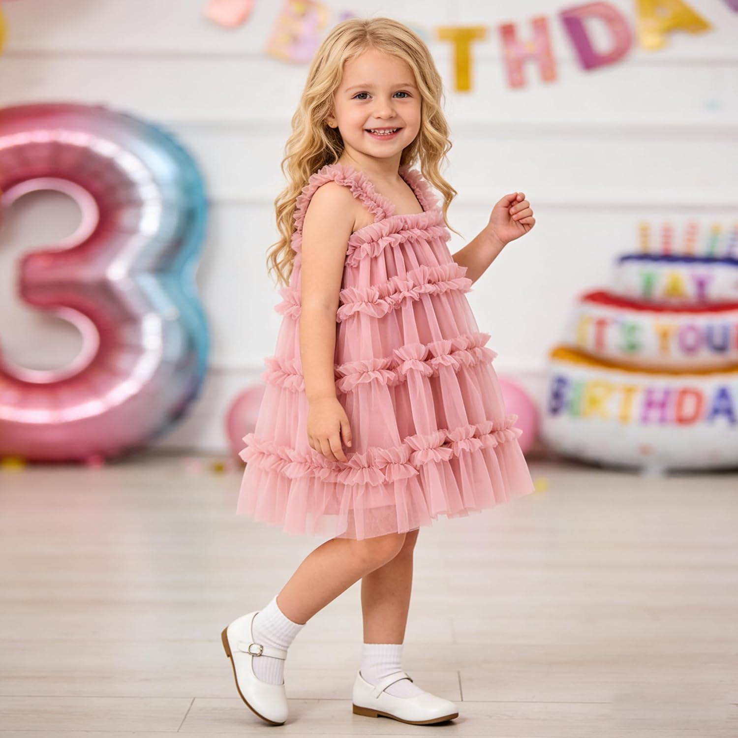 AGQT Baby Girls Tutu Dress Sleeveless Toddler Infant Tulle Tutu Layered Lace Mini Dresses Size 9M-5T - Image 4