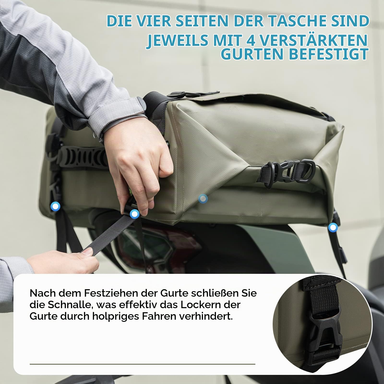 ROCKBROS 100% wasserdichte Motorrad Hecktasche 30L, mit Schultergurt | Motorrad Gepäcktasche Reflektierend Motorrad Satteltasche für Wandern, Outdoor