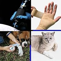 Vista 6 de RISEN Vendaje Cohesivo 2" x 5 Yardas, 6 Rollos, Vendaje Autoadherente Cinta Médica, Gasa de Primeros Auxilios Adhesiva Flexible Transpirable Ideal