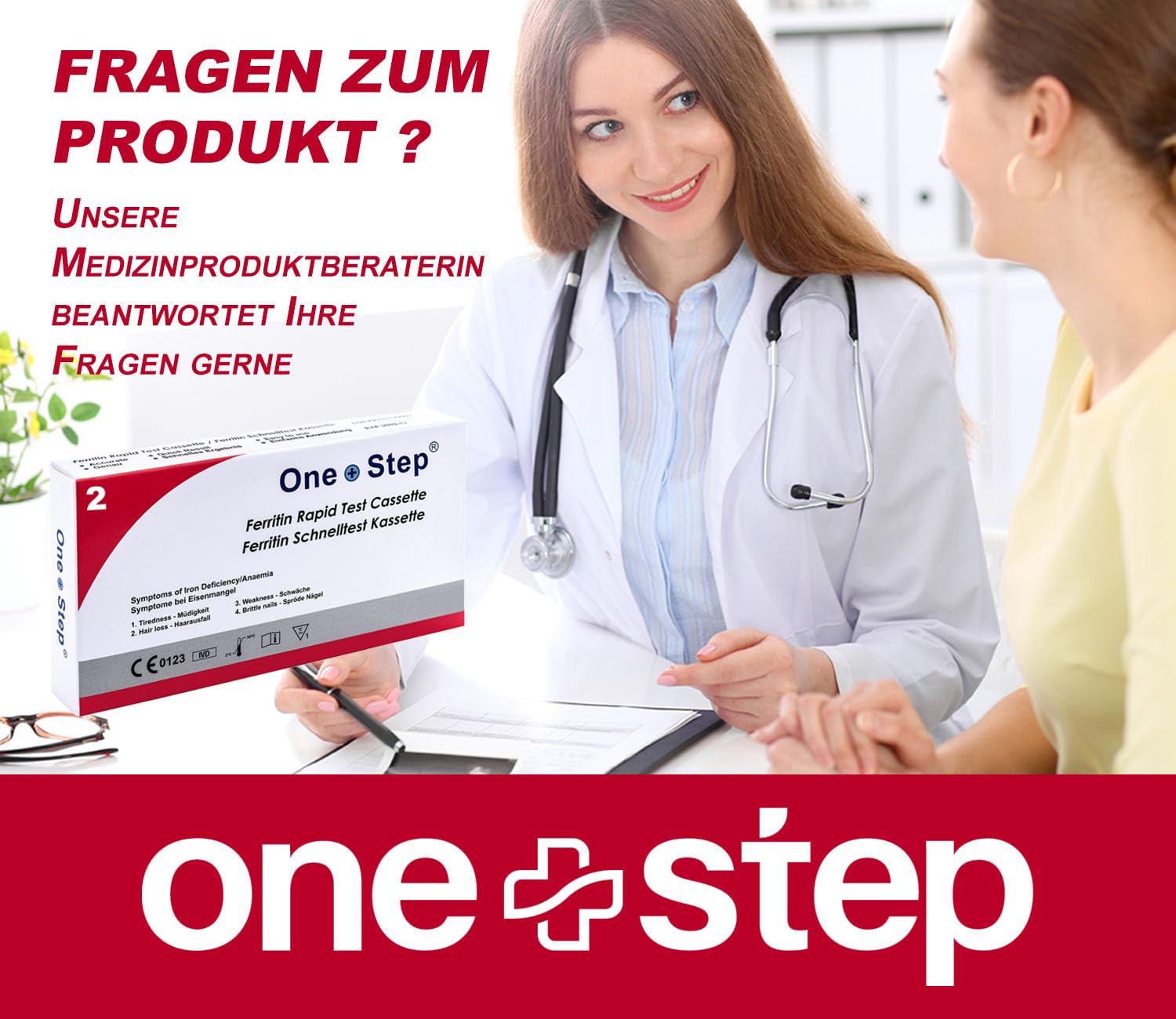 2 x One+Step Eisenmangel Test I Eisenwert Selbsttest I Ferritin Test für zuhause I Erkennung Eisen Mangel bei Haarausfall, Erschöpfung oder Kopfschmerzen I Eisentest mit schnellem Ergebnis