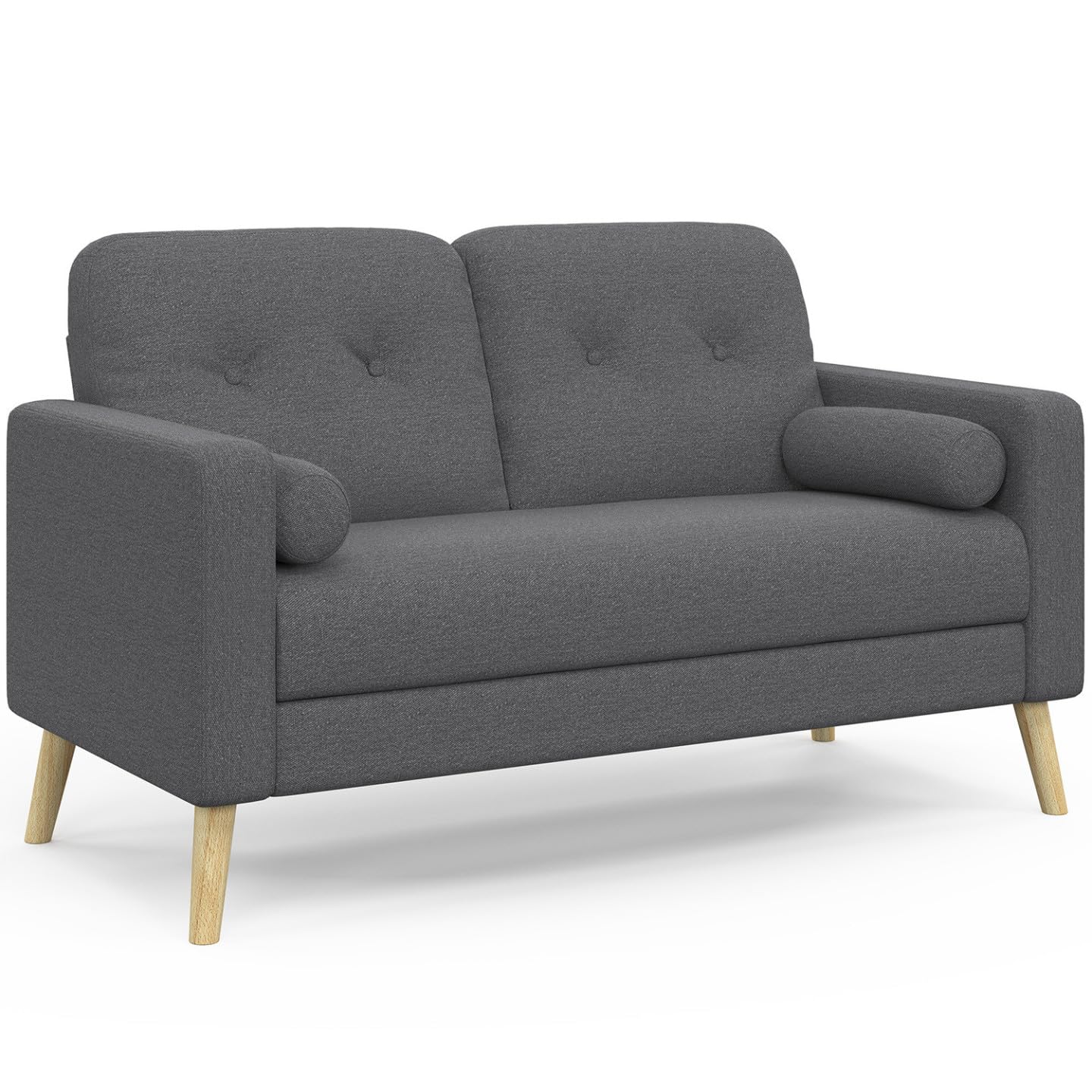 IDMarket - CLAIRE Divano scandinavo dritto a 2 posti in tessuto grigio antracite