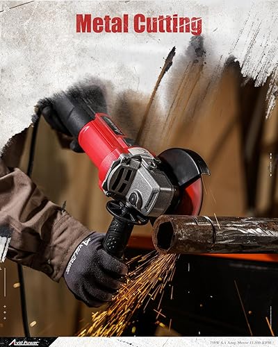 Miniatura 3 de AVID POWER Amoladora angular de 4-12 pulgadas, amoladora eléctrica de 750 W, 6.5 amperios, 11500 RPM, con muelas de molienda y corte, mango