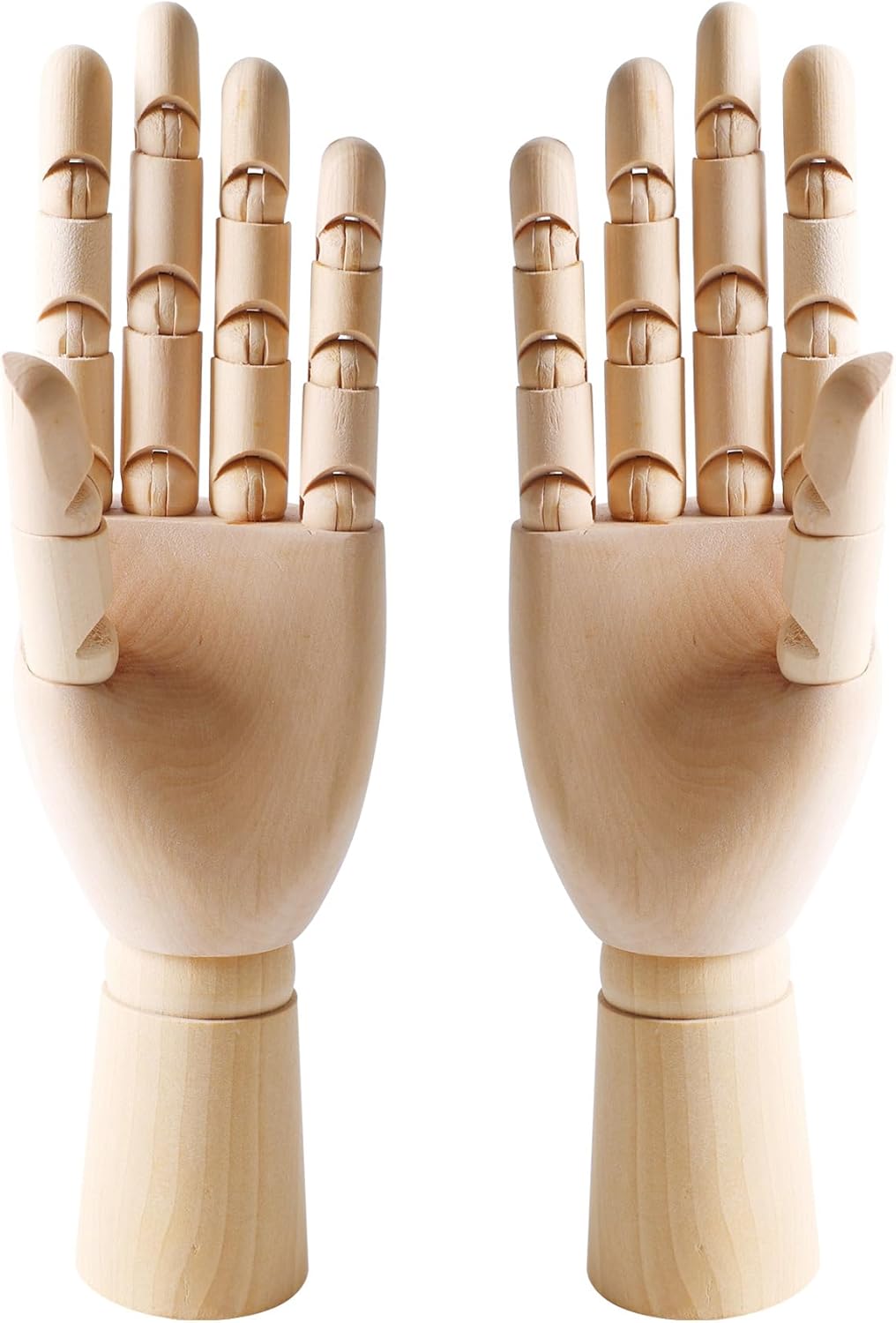 AUEAR, 4 Pack 7 Inches Left and Right Wooden Hand Model Art Mannequin Figures for Sketching Jewelry Display