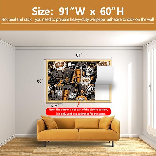 Miniatura 3 de Mural de gimnasio para decoración de sala de fitness (no se puede despegar ni pegar)