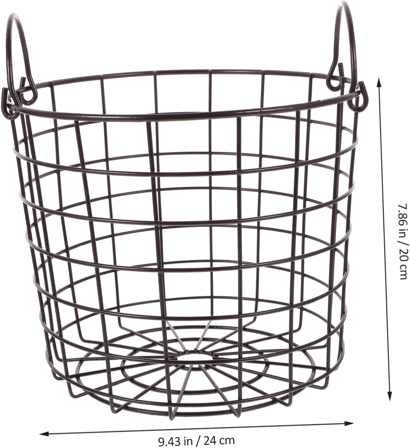 BESTYASH Portable Iron Laundry Basket with Handles Medium Coffee Color Storage Organizer for Clothes Books and Sundries Hollow Design for Home and Dormitory Organization