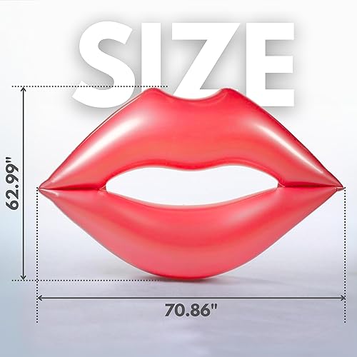 Miniatura 2 de Flotador gigante de labios rojos para piscina  Tumbona de agua extragrande para adultos de 70.86 x 62.99 pulgadas, flotador de piscina inflable con
