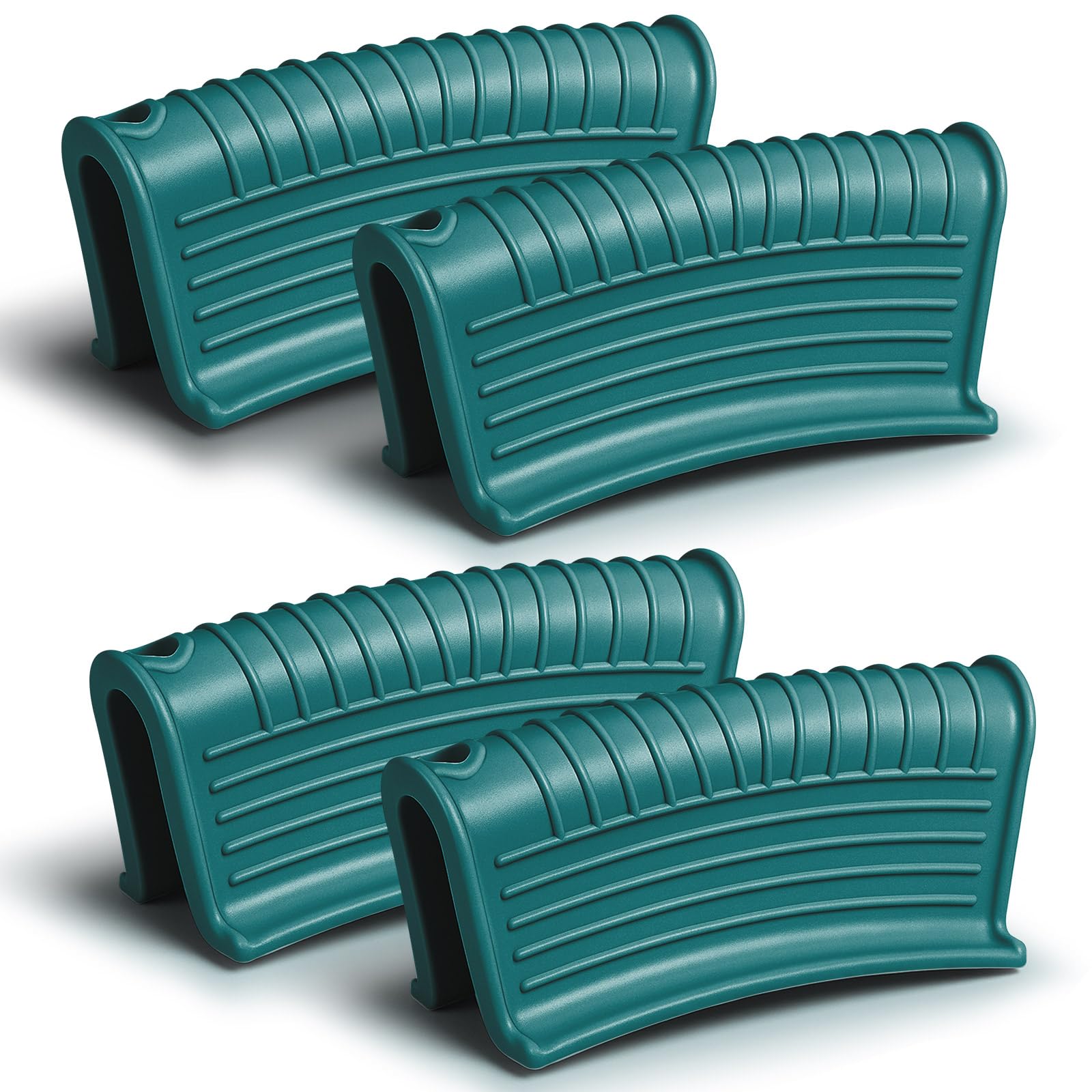 Patelai 4 Pcs Silicone Assist Hot Pan Handle Holder Pot Handle Covers for Cast Iron Skillets Holder Sleeve Nonslip Heat Resistant Pan Cover for Enameled Griddles Casserole Frying Cookware (Green)