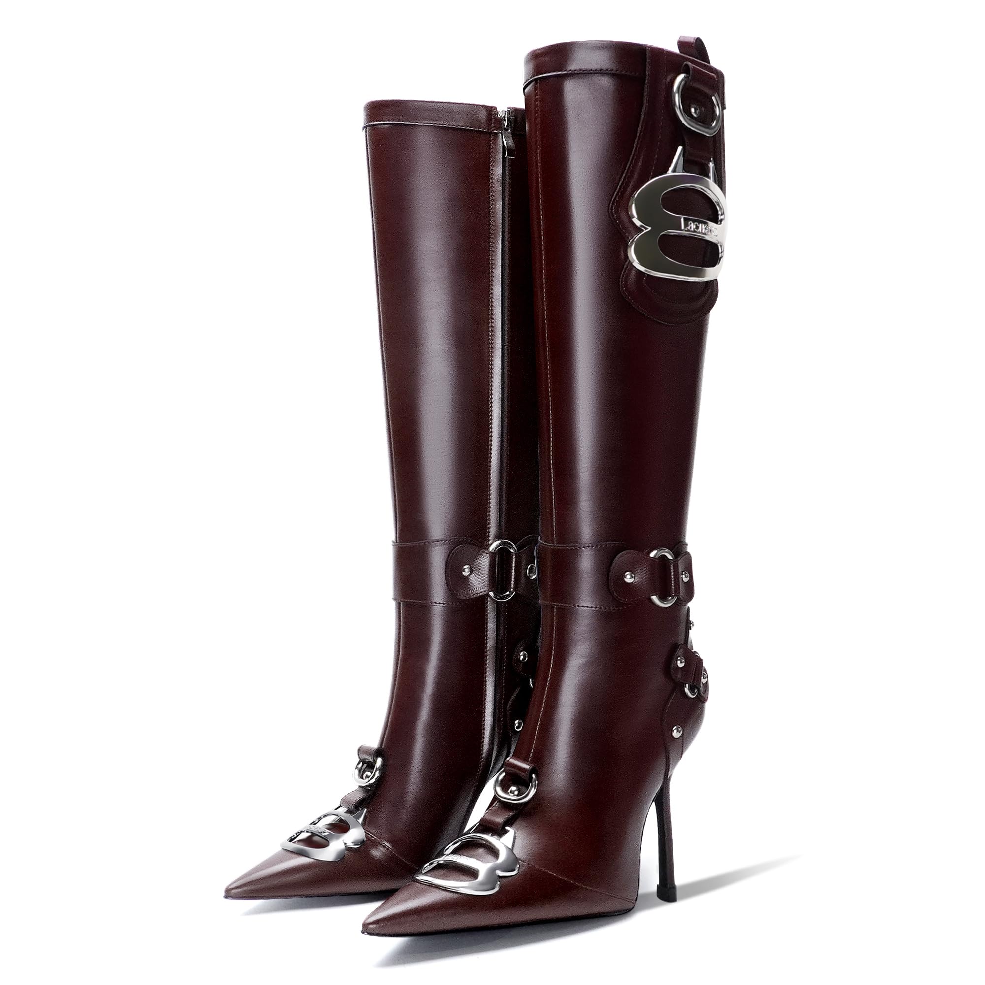 Knee High Crocodile Boots for Women Pointed Toe Slim Calf Sexy Stiletto High Heel Long Tall Boots with