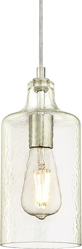 Miniatura 6 de Westinghouse Lighting 6328900 Carmen - Mini colgante de interior de una sola luz, acabado de bronce aceitado con vidrio texturizado transparente