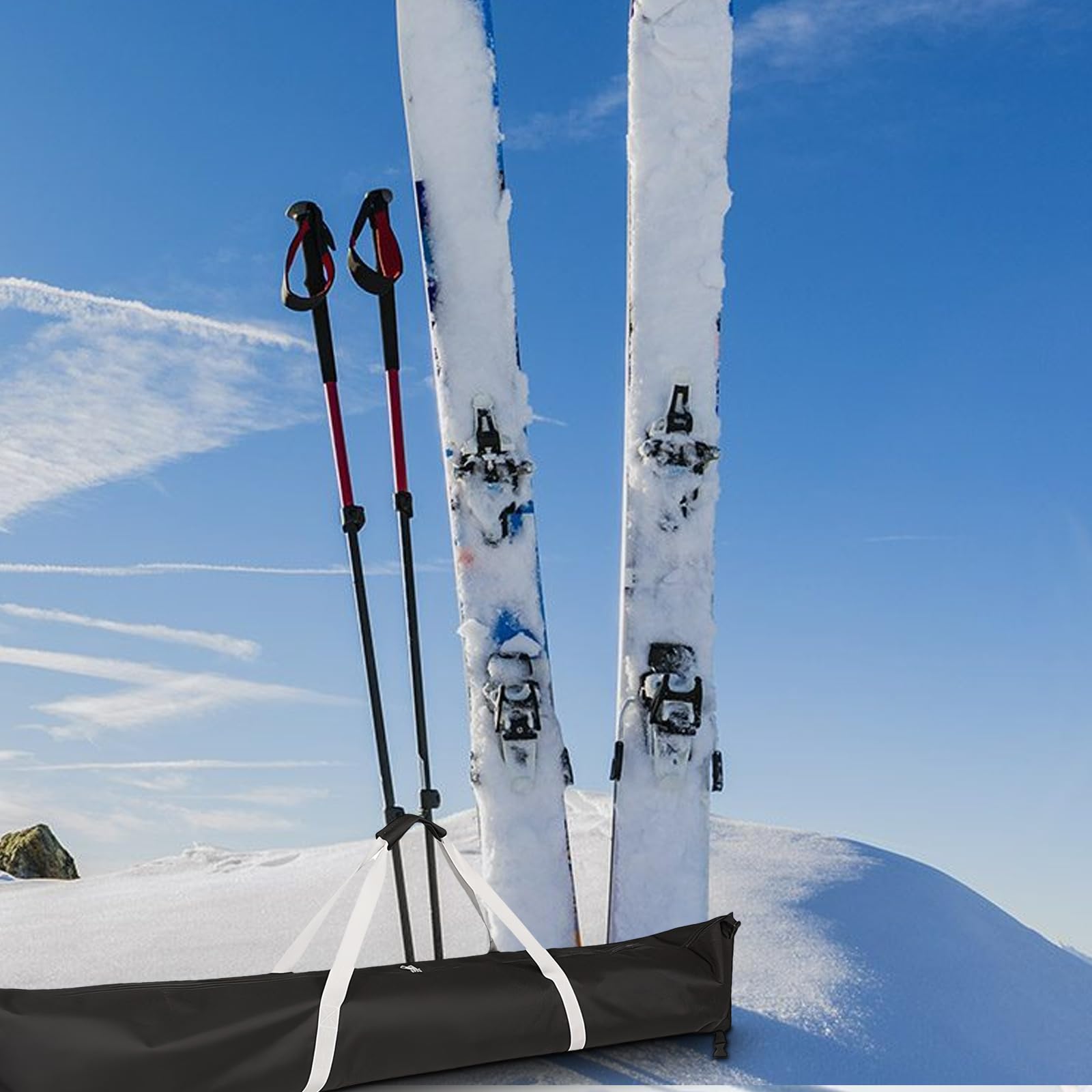 BORDEAG Borsa da sci, Borsa per snowboard, Borsa per sci, 185×33 cm Borsa da sci per sci da pista Borsa da sci Borsa da sci per auto, aereo, viaggi sulla neve e avventure all'aperto (Nero)