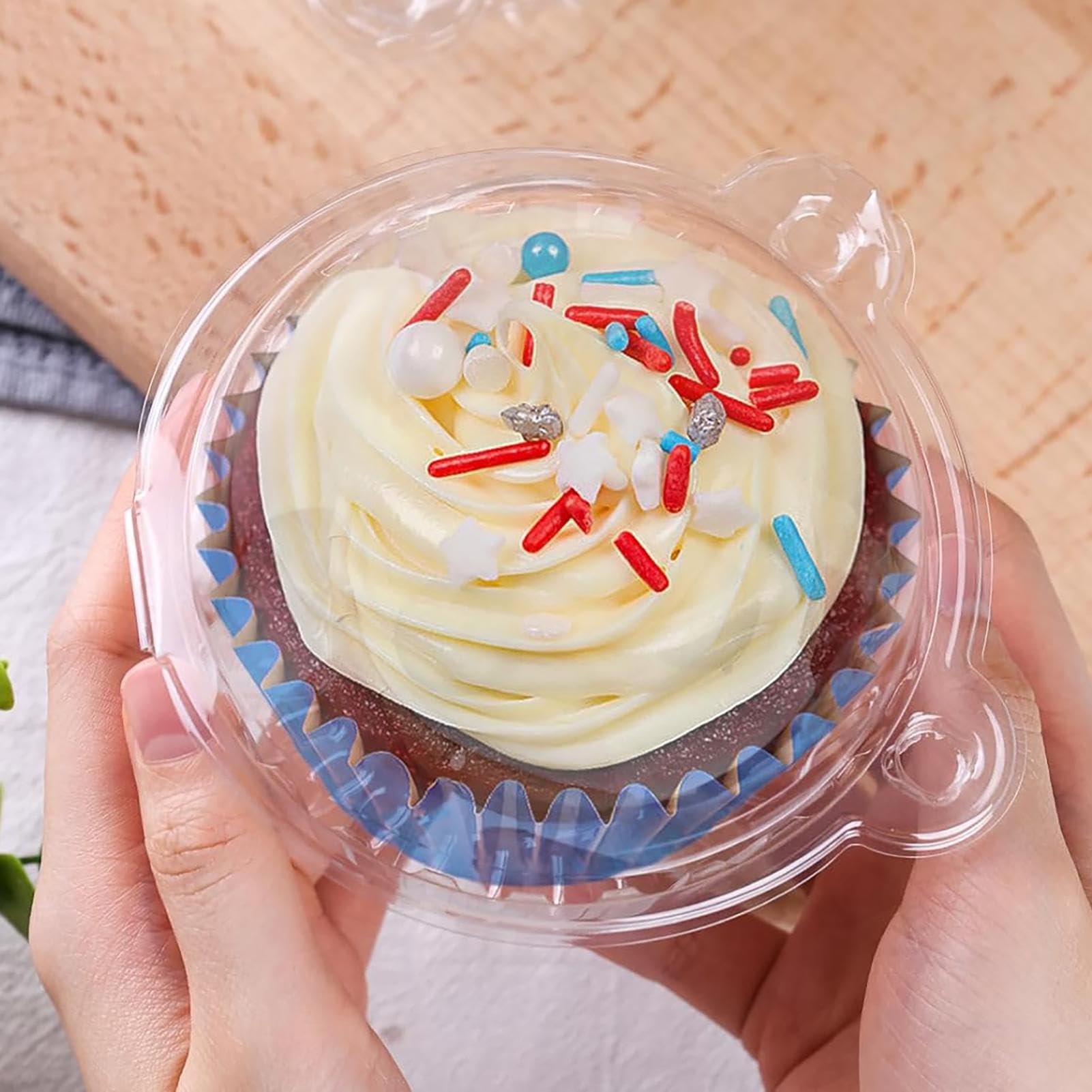 Amazon｜個別のカップケーキ容器、シングルカップケーキ容器,ドーム蓋