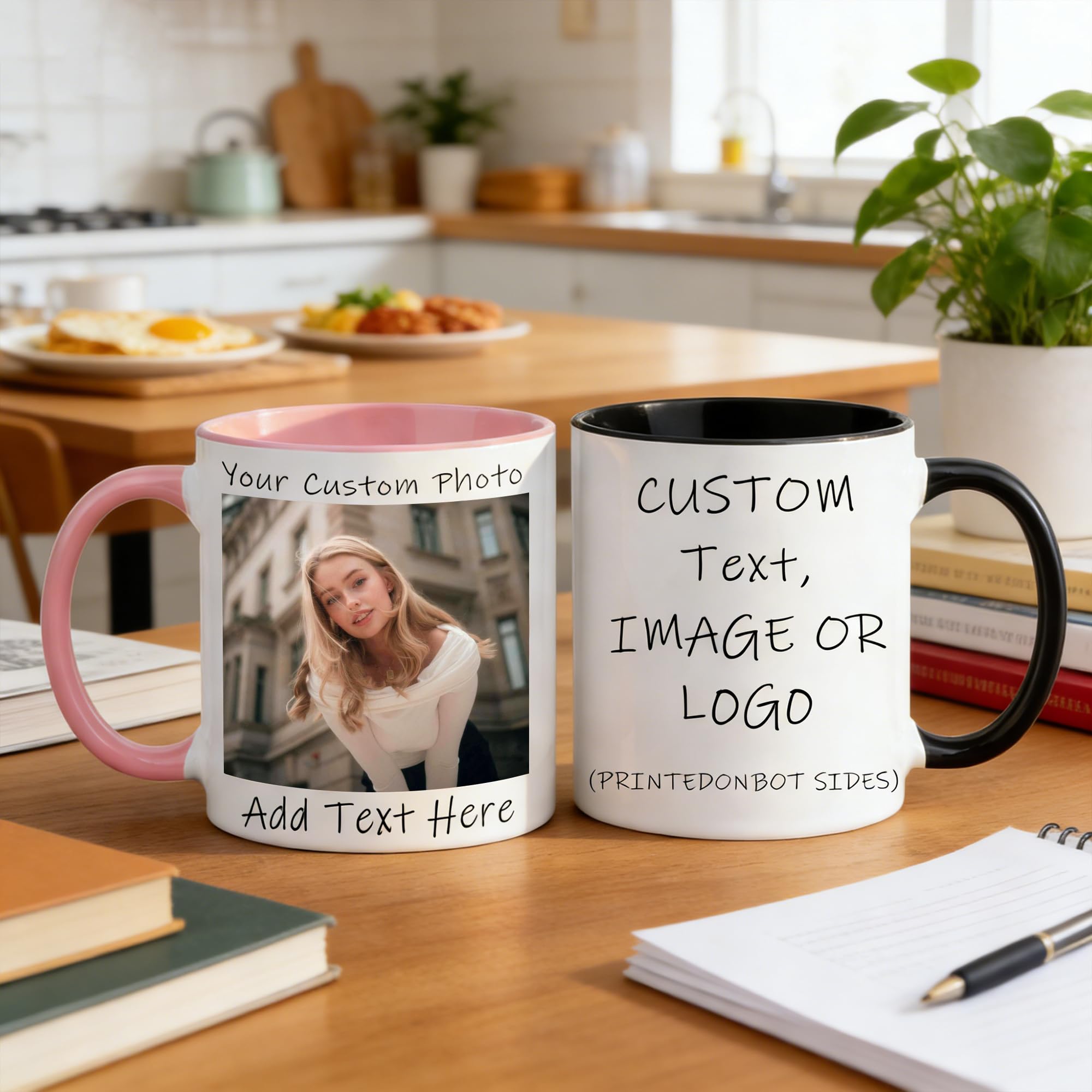 Custom Photo Coffee Mug 12oz Personalized Ceramic Mug with Picture Text or Logo Double-Sided Print Dishwasher Microwave Safe