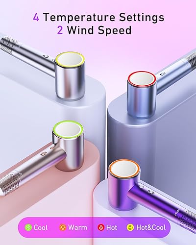 Miniatura 6 de Secador de pelo iónico de alta velocidad, 110,000 RPM, ligero y portátil para viajes, funcionamiento silencioso, ideal para mujeres de cabello