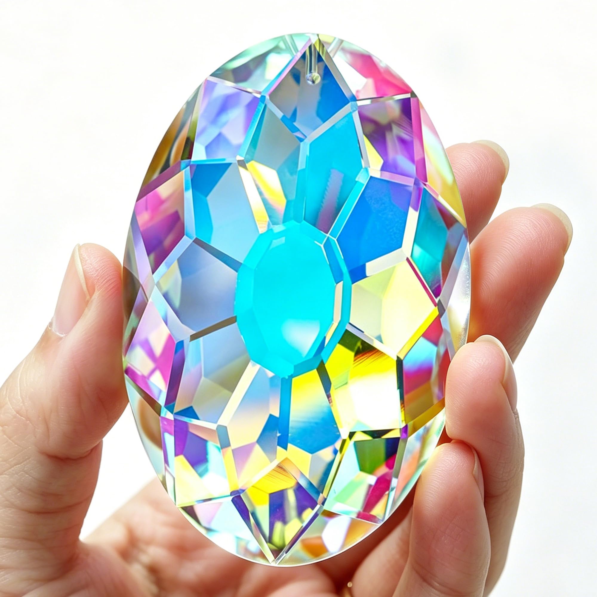 AB-Beschichtung zum Aufhängen von Fenstern, Kristallprismen, Sonnenfänger, Regenbogenmacher, Glas, hängende Ornamente für Haus, Garten, Dekoration (89 mm, 8,9 cm)