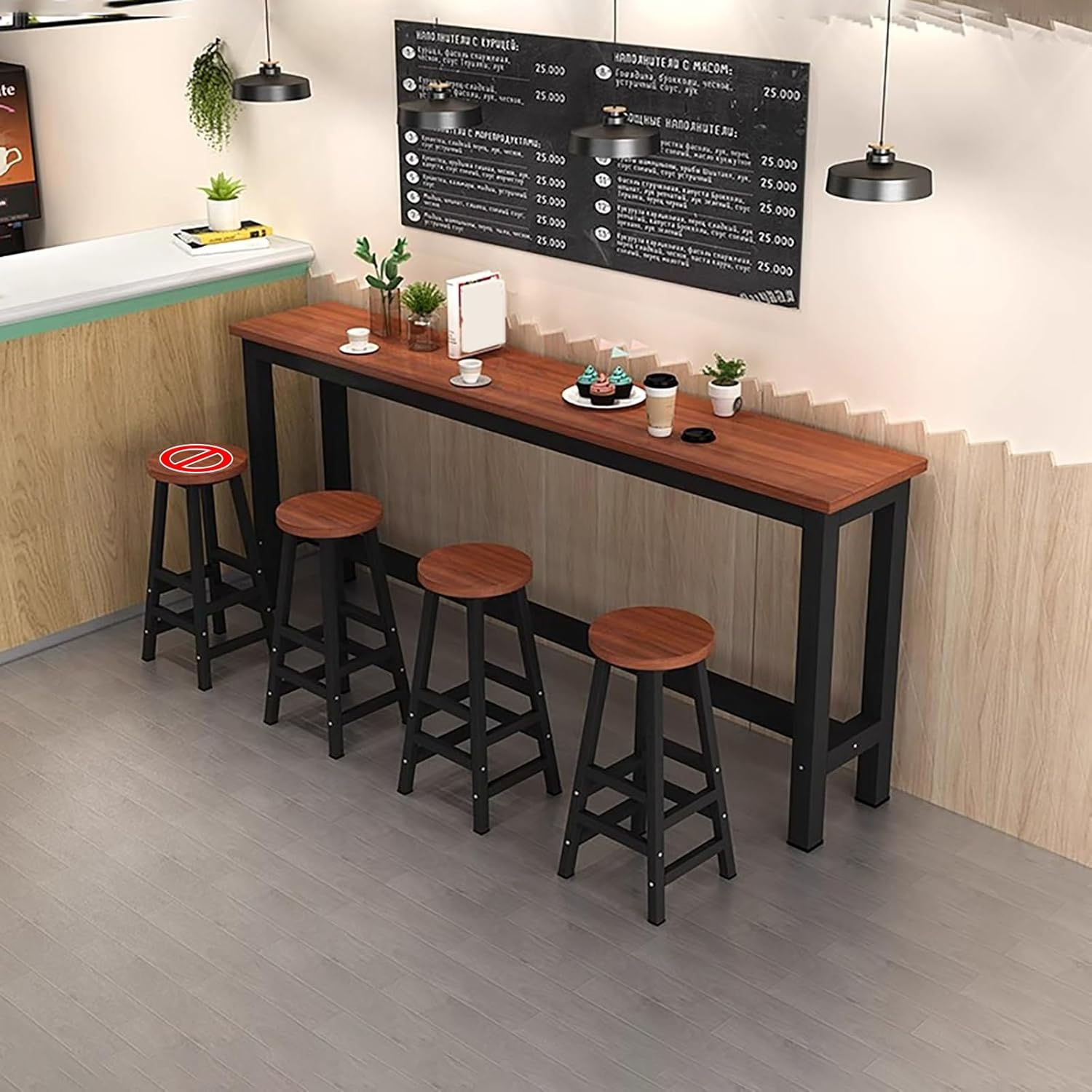 Rectangle Bar Table Bar Table and Chairs Set Kitchen Island Table Easy to Assemble for Bar Living Room Hallway.(Walnut,47.2x15.8x41.3in)