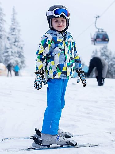 Miniatura 4 de Hicarer 4 pares de guantes de invierno para niños, impermeables, guantes de esquí de nieve, ropa de camuflaje unisex para clima frío para niñas y