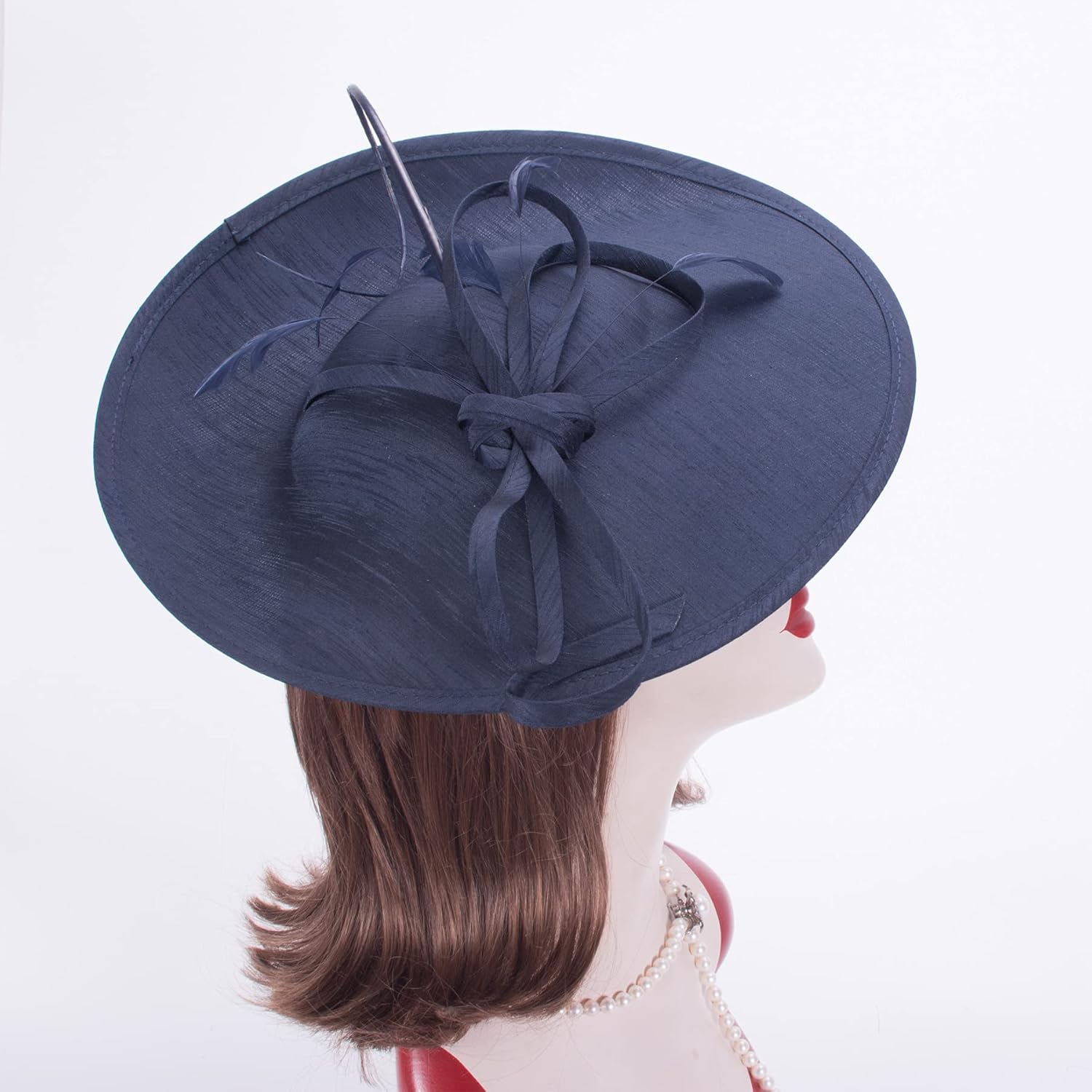 Lawliet Women Navy Blue Wedding Occasion Sinamay Fascinator Hat Headband Headpiece T444