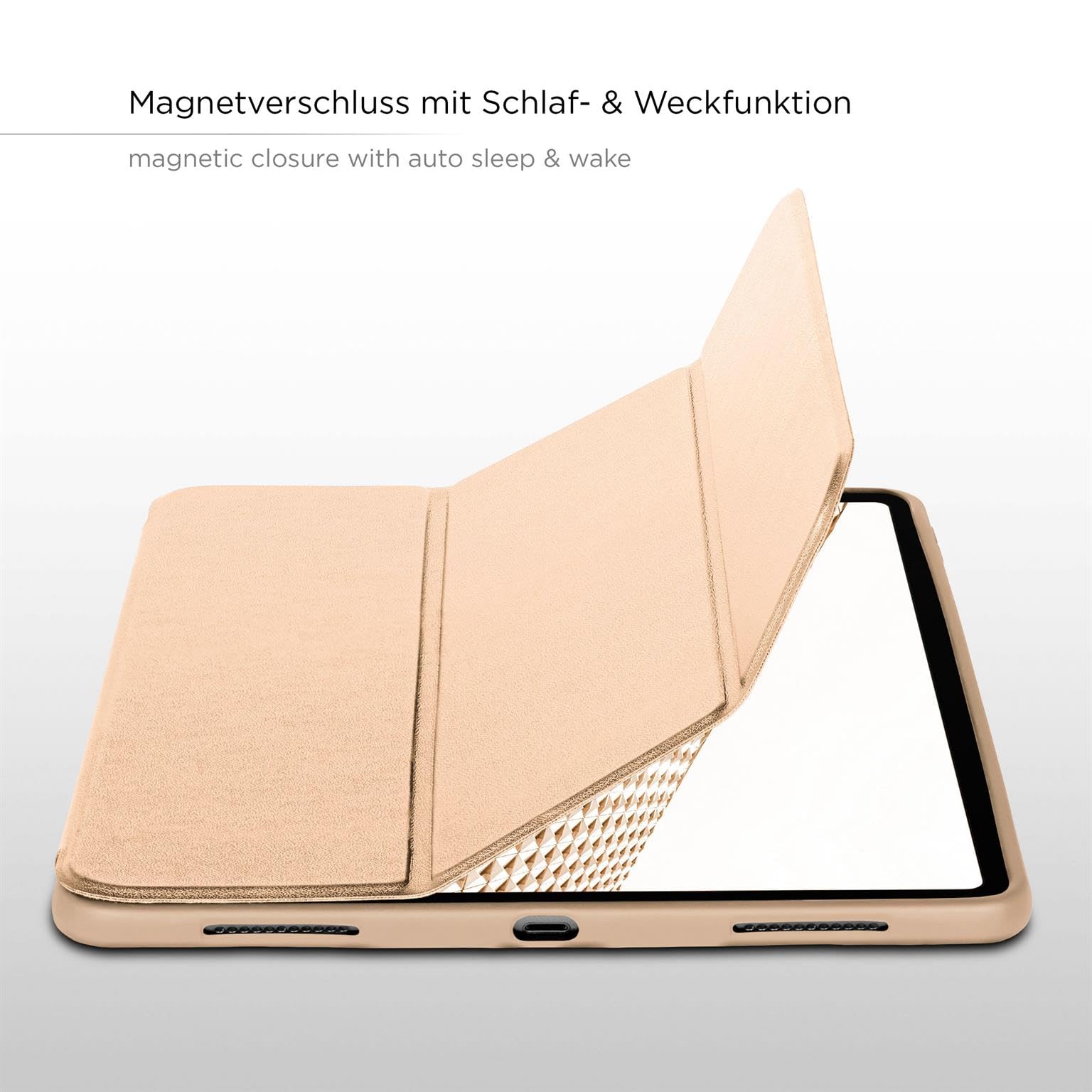 ONEFLOW Hülle für iPad Pro 11 (2018-2022) Schutzhülle ultradünn mit Ständer, Cover mit Auto Schlaf/Wach Funktion, Flip Case mit Magnet Standfunktion, Folio PU Leder Case, Gold